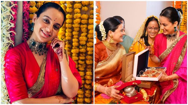 Kangana Ranaut Dances At Bhabhi’s Godbharai Ceremony, Looks Radiant In Pink Saree In VIRAL PICS