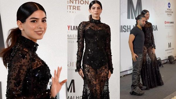 Khushi Kapoor Makes Heads Turn In Black Netted Dress At Manish Malhotra Show; Poses With BFF Orhan Awatramani