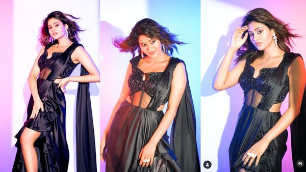 Anjali Arora Sets Hearts Racing In A SEXY Black High Slit Saree, Flaunts Curvy Figure; See VIRAL Video