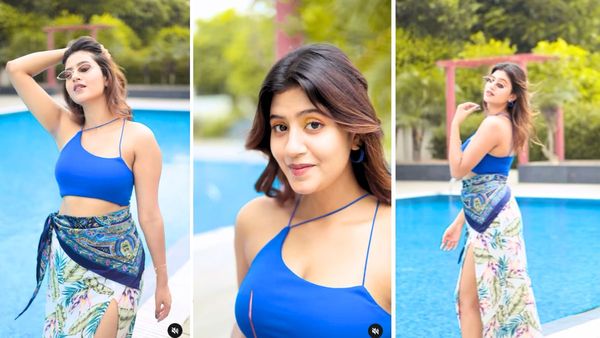 HOT! Anjali Arora Flaunts Her SEXY Legs In High-Slit Skirt & Blue Bralette; Watch VIRAL Poolside Video