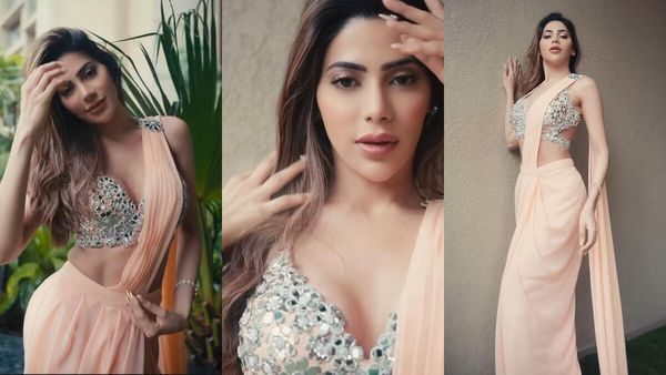 Nikki Tamboli Turns Up The Heat In A Sexy Saree With Deep Neckline Bralette; Hot Video Goes Viral
