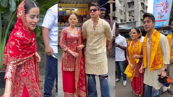 Urfi Javed Dons Red Sharara As She Visits Siddhivinayak With Prateek Sehajpal; Netizens Say, Aaj Bhagwan Bhi…
