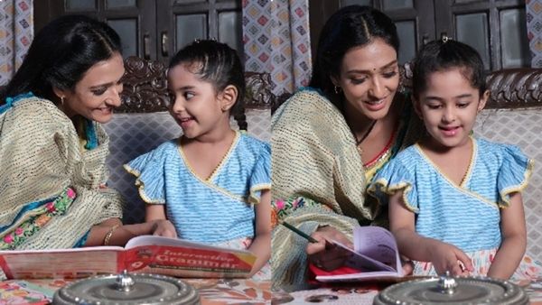 Bhagya Lakshmi Star Aishwarya Khare Helps Her Onscreen Daughter Trisha With Studies On Sets