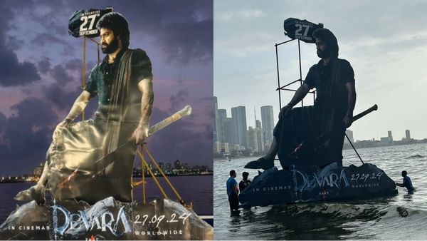 Devara Part 1: Fans Spot Devara Cutout During Ganesh Visarjan; Excited Fans Give It A Thumbs Up