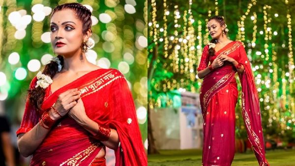 Actress Sheena Chohan Takes Blessings at Durga Puja Hosted by Kajol and Rani Mukherjee Before Her Hindi Debut