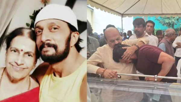 Saroja Sanjeev Passes Away: Kichcha Sudeep Cries Inconsolably During His Mother's Funeral