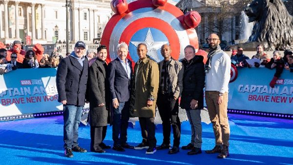 Captain America Brave New World: Stars Celebrate Captain America's Shield Takes Over London's Trafalgar Square