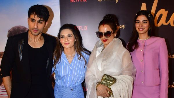 Nadaaniyan: Ibrahim Ali Khan Touches Rekha's Feet To Seek Blessings During His Debut Film's Premiere; Watch