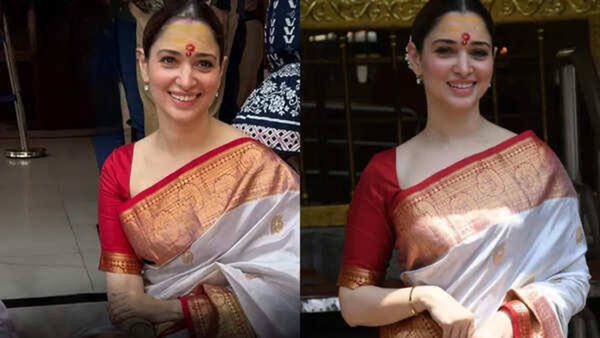 Tamannaah Bhatia Exudes Elegance In Saree Visiting Babulnath Temple; DYK The Outfit Holds Secret Significance?