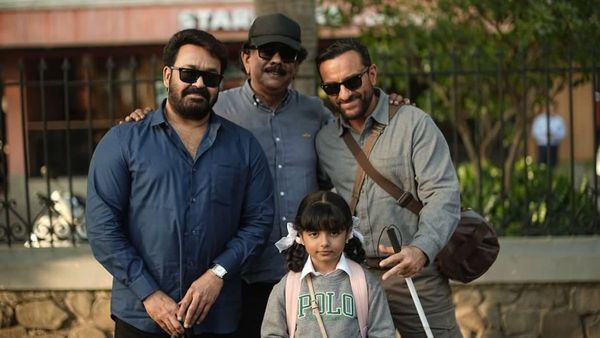 Icons In One Frame! Saif Ali Khan And Mohanlal Share A Click With Director Priyadarshan From Haiwaan Sets