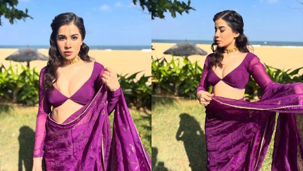 Uorfi Javed Redefines Bold Elegance In A Royal Purple Saree; Says, 'Saree Pehen Ke Alag Hi Feel Aati Hai'