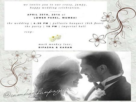 ಬಿಪಾಶಾ ಬಸು - ಕರಣ್ ಮದುವೆ ಆಮಂತ್ರಣ ಪತ್ರಿಕೆ ಹಿಂಗಿದೆ.!