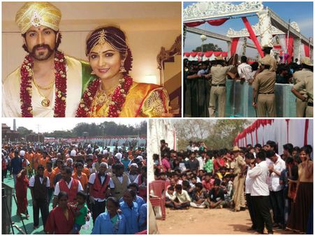 'ಯಶ್-ರಾಧಿಕಾ'ಗೆ ಶುಭ ಹಾರೈಸಲು ಬಂದ ಜನಸಾಗರ; ನೂಕುನುಗ್ಗಲು, ಲಾಠಿ ಚಾರ್ಜ್ !