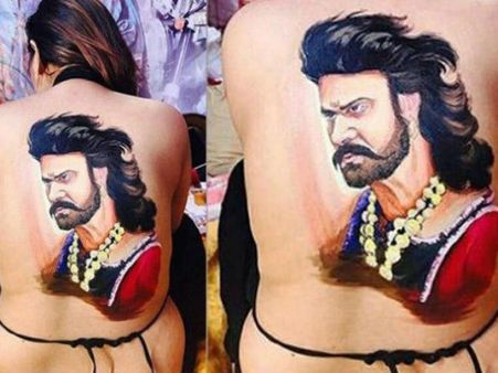 ಯುವತಿಯ ಬೆನ್ನ ಮೇಲೆ 'ಅಮರೇಂದ್ರ ಬಾಹುಬಲಿ' ಮಿಂಚಿಂಗ್.!