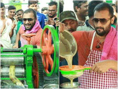 ರೈತ ಕುಟುಂಬಕ್ಕಾಗಿ ಕಬ್ಬಿನ ಹಾಲು ಮಾರಿದ ಶ್ರೀಮುರಳಿ