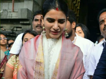 ತಿರುಪತಿ ದೇವಾಲಯಕ್ಕೆ ಭೇಟಿ ನೀಡಿದ ನಟಿ ಸಮಂತಾ