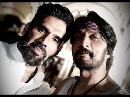 'ಪೈಲ್ವಾನ್' ಸೆಟ್ ಗೆ ಬಂದ ಸುನೀಲ್ ಶೆಟ್ಟಿ: ಸ್ವಾಗತ ಕೋರಿದ ಕಿಚ್ಚ