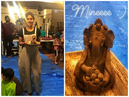 ಮಣ್ಣಿನಿಂದ ತಮ್ಮ ಕೈಯಾರೆ ಗಣೇಶನ ಮೂರ್ತಿ ತಯಾರಿಸಿದ ನಟಿ ಸಂಯುಕ್ತ