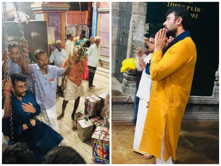 ಶನೇಶ್ವರನಿಗೆ ತುಲಾಭಾರ, ಸೂರ್ಯ ದೇವನಿಗೆ ಪೂಜೆ ಸಲ್ಲಿಸಿದ ನಟ ದರ್ಶನ್