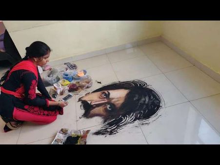 ಕಲಾವಿದೆಯ ಕೈಯಲ್ಲಿ ಅರಳಿದ 'ರಾಕಿ ಭಾಯ್' ಯಶ್