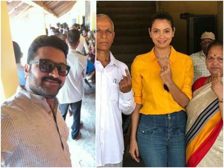 ಮತದಾನ ಮಾಡಿದ ರಿಷಬ್ ಶೆಟ್ಟಿ, ಶ್ವೇತಾ ಪ್ರಸಾದ್