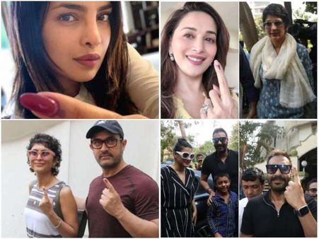 ಬೆಳಗ್ಗೆಯೇ ಕ್ಯೂನಲ್ಲಿ ನಿಂತು ಮತದಾನ ಮಾಡಿದ ಬಾಲಿವುಡ್ ಸ್ಟಾರ್ಸ್