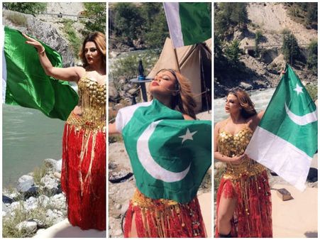 ಪಾಕಿಸ್ತಾನದ ಧ್ವಜ ಅಪ್ಪಿಕೊಂಡು ವಿವಾದಕ್ಕೆ ಗುರಿಯಾದ ನಟಿ ರಾಖಿ ಸಾವಂತ್