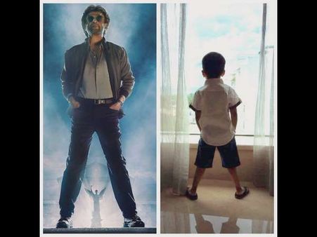 ತಾತ ರಜನಿಕಾಂತ್ ಸ್ಟೈಲ್ ನಲ್ಲಿ ಪೋಸ್ ನೀಡಿದ ಮೊಮ್ಮಗ