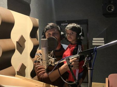 ಅಪ್ಪನ ಜೊತೆ ಡಬ್ಬಿಂಗ್ ಮಾಡಿದ ಗಣೇಶ್ ಪುತ್ರ