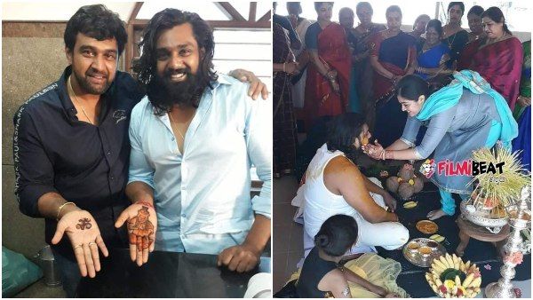 ಧ್ರುವ ಕೈಯಲ್ಲಿ ಆಂಜನೇಯನ ಮೆಹಂದಿ: ಅರಿಶಿಣ ಶಾಸ್ತ್ರ ಸಂಭ್ರಮದಲ್ಲಿ 'ಪೊಗರು' ಹುಡುಗ