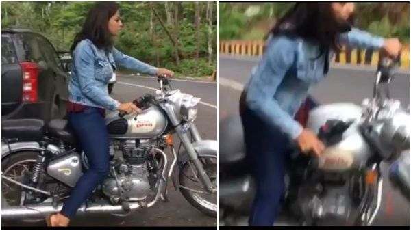 ಬುಲೆಟ್ ಓಡಿಸಲು ಹೋಗಿ ಬಿದ್ದ ನಟಿ ಶ್ರದ್ಧಾ ಶ್ರೀನಾಥ್