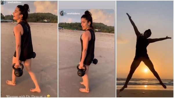 ಬೀಚ್ ನಲ್ಲಿ ನಟಿ ರಶ್ಮಿಕಾ ಮಂದಣ್ಣ ವರ್ಕೌಟ್: ವಿಡಿಯೋ ವೈರಲ್