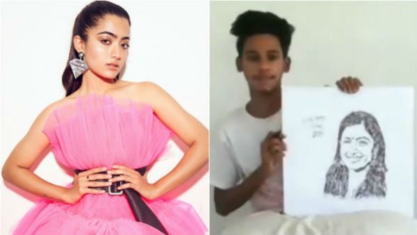 ಕಣ್ಣಿಗೆ ಬಟ್ಟೆ ಕಟ್ಟಿಕೊಂಡು ರಶ್ಮಿಕಾ ಮಂದಣ್ಣ ಚಿತ್ರ ಬಿಡಿಸಿದ ಕಲಾವಿದ