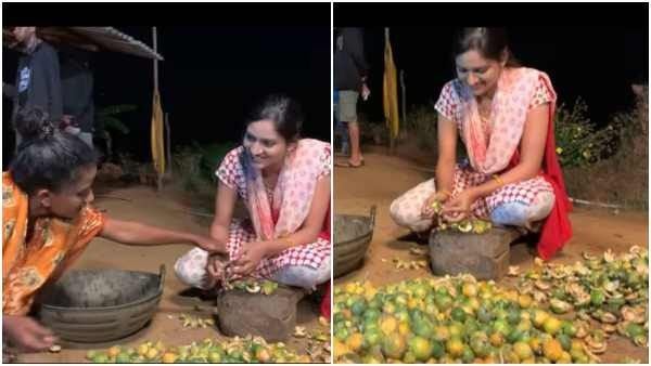 ಮಲೆನಾಡಿನಲ್ಲಿ ಅಡಿಕೆ ಸುಲಿತ ಮಾಡುತ್ತಿರುವ 'ಕನ್ನಡತಿ' ರಂಜನಿ ರಾಘವನ್