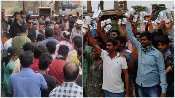 ಫೋಟೋ ವೈರಲ್; ಸಿನಿಮಾ ಕಾರ್ಮಿಕರಿಗೆ ಮೊಬೈಲ್ ಗಿಫ್ಟ್ ನೀಡಿದ ಸೋನು ಸೂದ್