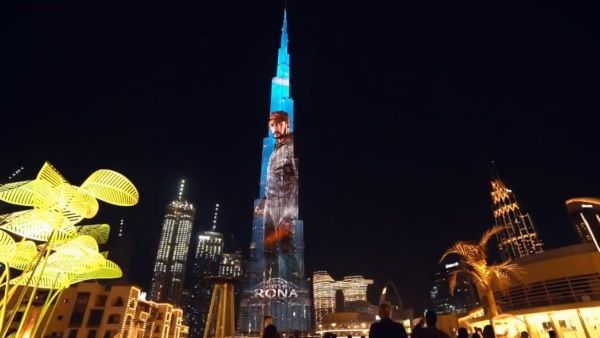 ವಿಶ್ವವಿಖ್ಯಾತ ಕಟ್ಟಡ ಬುರ್ಜ್ ಖಲೀಫಾ ಮೇಲೆ ಘರ್ಜಿಸಿದ 'ವಿಕ್ರಾಂತ್ ರೋಣ'