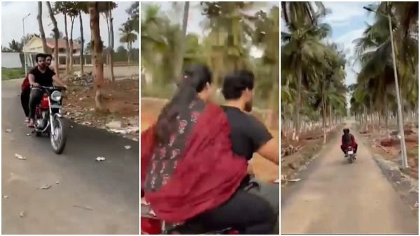 ಪತ್ನಿ ಜೊತೆ ಆರ್ ಎಕ್ಸ್ 100 ಬೈಕ್ ಏರಿ ಜಾಲಿ ರೈಡ್ ಹೊರಟ ನಿಖಿಲ್ ಕುಮಾರ್