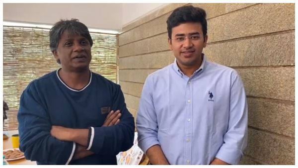 ದುನಿಯಾ ವಿಜಯ್ ಮನೆಗೆ ಭೇಟಿ ನೀಡಿದ ಸಂಸದ ತೇಜಸ್ವಿ ಸೂರ್ಯ