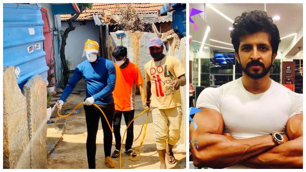 ಹಳ್ಳಿಗಳಲ್ಲಿ ಸ್ಯಾನಿಟೈಸರ್ ಸಿಂಪಡಿಸುತ್ತಿರುವ ನಟ ಹರೀಶ್