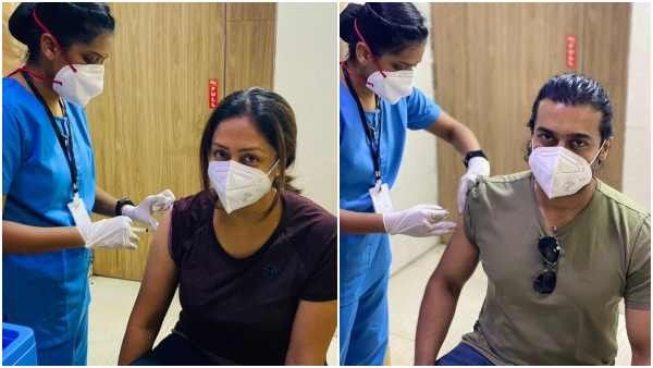 ಕೋವಿಡ್ ಲಸಿಕೆ ಪಡೆದ ನಟ ಸೂರ್ಯ ಮತ್ತು ಜ್ಯೋತಿಕಾ ದಂಪತಿ