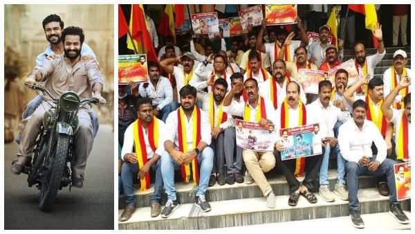 'RRR' ಸಿನಿಮಾ ವಿರುದ್ಧ ಕರವೇ ಪ್ರತಿಭಟನೆ: ಪೋಸ್ಟರ್‌ ಹರಿದ ಕಾರ್ಯಕರ್ತರು