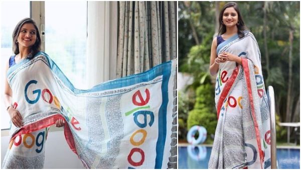 ಗೂಗಲ್ ಸೀರೆಯುಟ್ಟು ವೈರಲ್ ಆದ ರಂಜನಿ ರಾಘವನ್: ಸೀರೆ ಮೇಲಿನ ಅಕ್ಷರದ ಮೇಲೆ ಬಿತ್ತು ಕಣ್ಣು..!