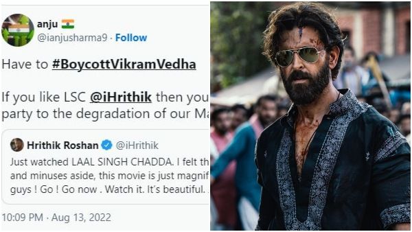 ಆಮಿರ್ ಖಾನ್ ಬಳಿಕ ಹೃತಿಕ್ ವಿರುದ್ಧ ನೆಟ್ಟಿಗರ ಕೆಂಗಣ್ಣು: 'ವಿಕ್ರಂ ವೇದ' ಬಾಯ್‌ಕಾಟ್ ಮಾಡ್ಬೇಕಂತೆ!