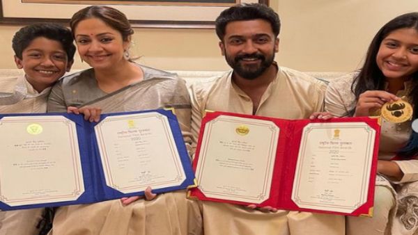 ರಾಷ್ಟ್ರ ಪ್ರಶಸ್ತಿಯಲ್ಲಿ ಸೂರರೈ ಪೋಟ್ರು ಮೇಲುಗೈ: ಮಕ್ಕಳೊಂದಿಗೆ ಖುಷಿ ಹಂಚಿಕೊಂಡ ಸೂರ್ಯ-ಜ್ಯೋತಿಕಾ