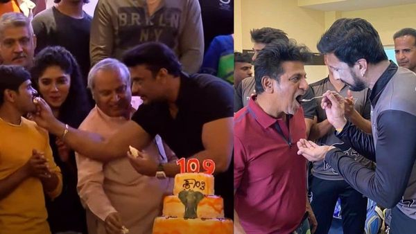 27, 100ರ ಸಂಭ್ರಮಕ್ಕೆ ಕೇಕ್ ಕತ್ತರಿಸಿ ಸಂಭ್ರಮಿಸಿದ ಕಿಚ್ಚ - ಶಿವಣ್ಣ, ದರ್ಶನ್!