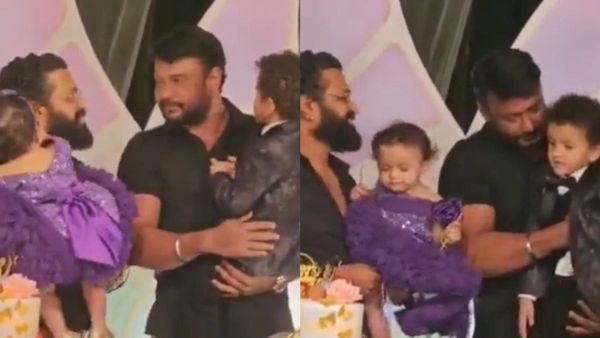 ರಿಷಬ್ ಶೆಟ್ಟಿ ಮಗಳ ಹುಟ್ಟುಹಬ್ಬದಲ್ಲಿ ದರ್ಶನ್ ಭಾಗಿ; ರಾದ್ಯಾ ಕೆನ್ನೆ ಮುಟ್ಟಿ ಶುಭಕೋರಿದ ದಾಸ