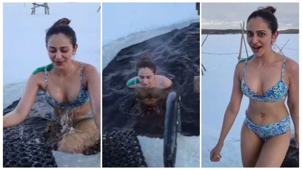 ಕೊರೆವ ಚಳಿಯಲ್ಲಿ.. ಮಂಜುಗಡ್ಡೆ ನೀರಲ್ಲಿ.. ಟೂ ಪೀಸ್‌ನಲ್ಲಿ ರಕುಲ್ ಸಾಹಸ