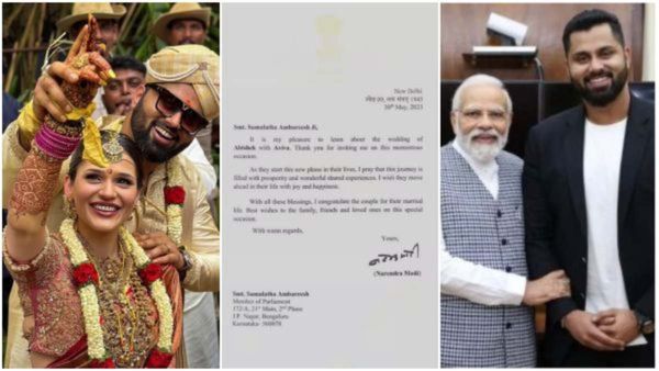 ಅಭಿ-ಅವಿವಾ ವಿವಾಹಕ್ಕೆ ಪ್ರಧಾನಿ ಮೋದಿ ಗೈರು: ನವ ಜೋಡಿಗೆ ಪತ್ರದ ಮೂಲಕ ಶುಭಾಶಯ!