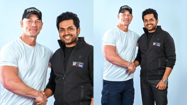 WWE ಸ್ಪೆಕ್ಟಾಕಲ್: ಹಾಲಿವುಡ್ ನಟ ಜಾನ್ ಸೆನಾರನ್ನು ಭೇಟಿಯಾದ ತಮಿಳು ನಟ ಕಾರ್ತಿ