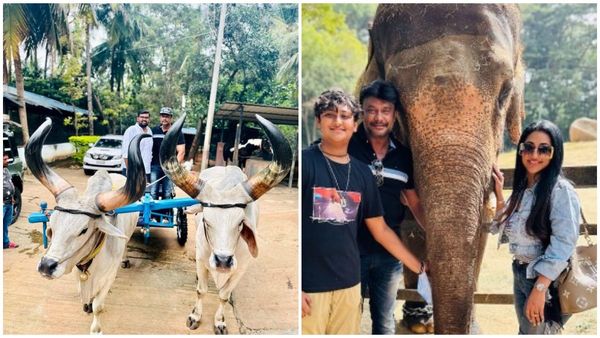 ಆಪ್ತರ ಜೊತೆ ಎತ್ತಿನ ಬಂಡಿ ಏರಿದ ದರ್ಶನ್: ದತ್ತು ಪುತ್ರನನ್ನು ನೋಡಿ ಹಿರಿಹಿರಿ ಹಿಗ್ಗಿದ ವಿಜಯಲಕ್ಷ್ಮಿ